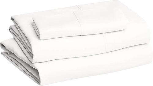 Amazon Basics Lightweight Super Soft Easy Care Wrinkle Free Microfiber 3 Piece Bed Sheet Set with 14-Inch Deep Pockets, Twin, Cream, Solid, Kids, Men & Women Bedding