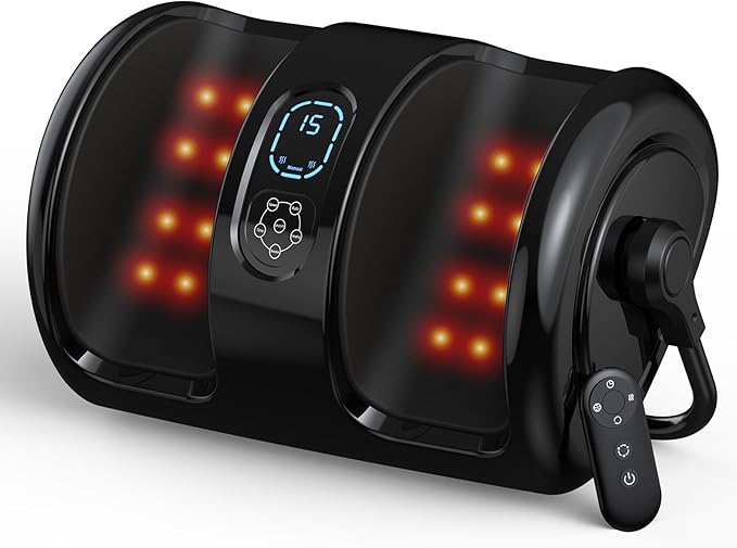 Foot Massager Machine with Heat - Shiatsu Deep Kneading for Foot Relaxation, 3 Speed & 4 Modes, Versatile Control Methods, Gift for Men Women