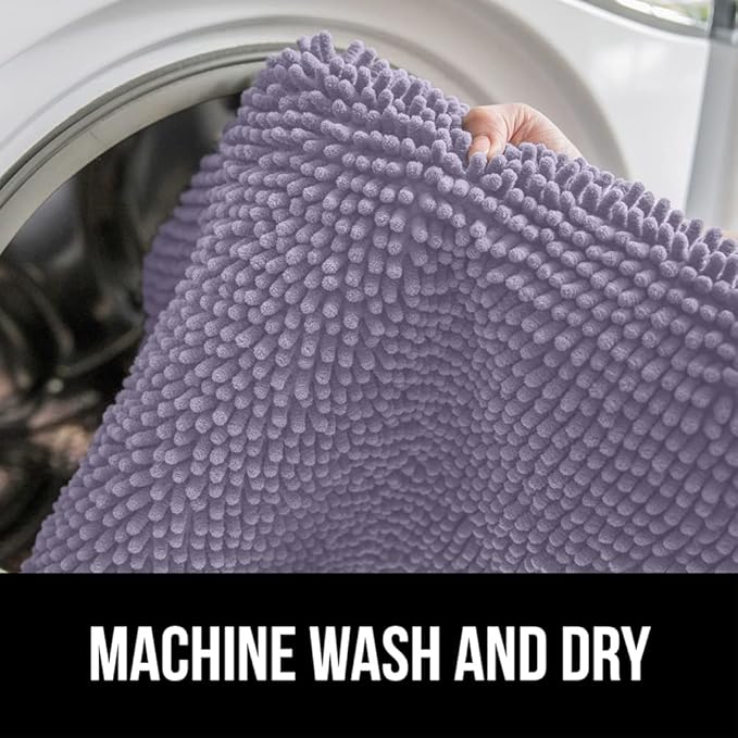 GORILLA GRIP Bath Rug Mat, Soft Absorbent Chenille, Quick Dry Microfiber Mats, Rubber Backing Washable Shower Floor Rugs, Bathmat Runner, US Designed Bathroom Home Decor Accessories 24x17 Light Purple