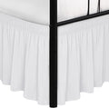 Biscaynebay Wrap Around Bed Skirts with Split Corners for Queen Beds 12" Drop, White Adjustable Elastic Dust Ruffles Easy Fit Wrinkle & Fade Resistant Silky Luxurious Fabric Machine Washable