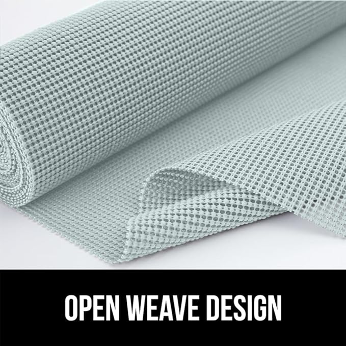 GORILLA GRIP powerGRIP Drawer Shelf and Cabinet Liner, Thick Strong Hold, Non-Adhesive Liners Protect Kitchen Cabinets and Cupboard, Bathroom Drawers, Easy Install, Breathable Mat, 20" x20', Spa Blue