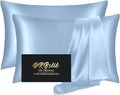 Silk Pillowcase 2 Pack, Mulberry Silk Pillow Cases Queen Size Set of 2, Anti Acne Silk Pillowcase for Hair and Skin, Natural Silk Satin Pillowcases Gifts for Women Men 2 Pack with Zipper, Haze Blue