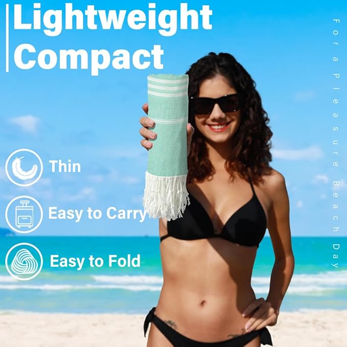 Turkish Beach Towel Quick Dry Absorbent Cotton Lightweight Thin Bathroom Bath Pool Swim Towels Extra Large Oversized Sand Free Beach Accessories Essentials Stuff Cloud Gift for Adults