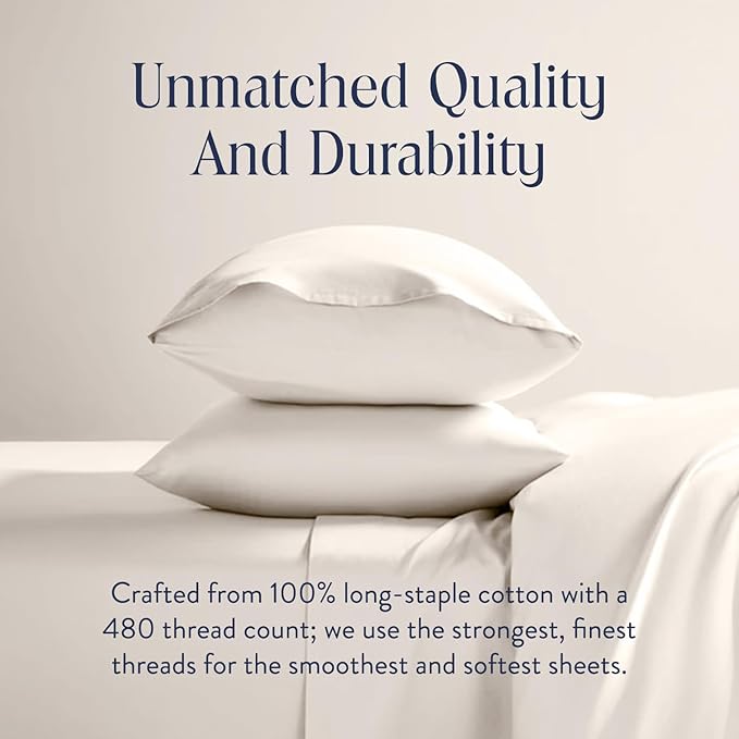 Brooklinen Luxury Sateen Duvet Cover - 100% Cotton, Full/Queen Size in Cream with Extra-Long Corner Ties and Button Closure - Best Full/Queen Duvet Covers