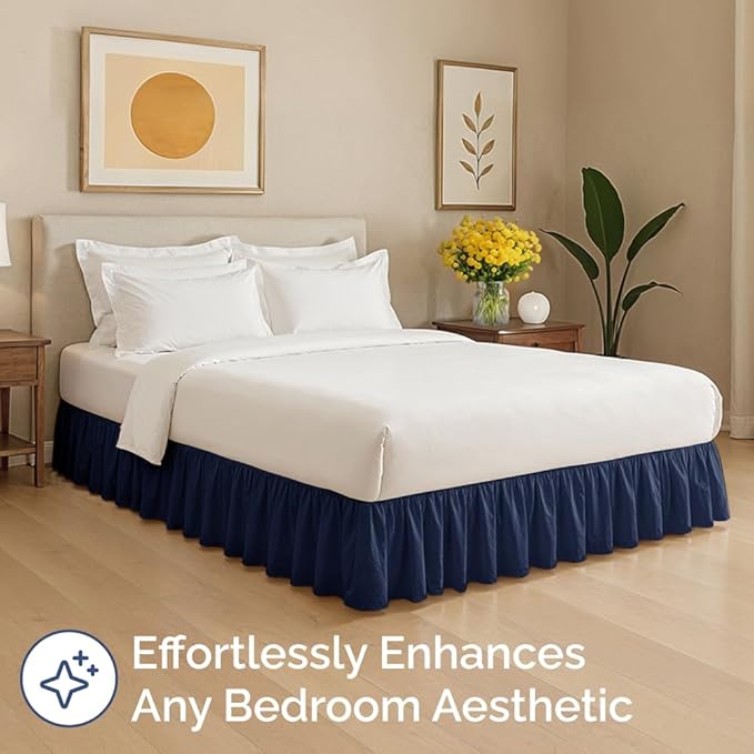 Bedskirt Twin Size Ruffle - 18 inch Drop Dust Ruffle Bed Skirt with Platform - Ultra-Soft, Easy Fit, Premium Hotel Quality - Wrinkle, Fade & Shrink Resistant - for Women, Men, Kids and Teens - Navy