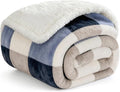 Blanket for Women, Sherpa Throw Blanket for Couch, Flannel Cozy Soft Blanket for Bed - Fleece, Gray-Soft Blue, 50x60 Inches