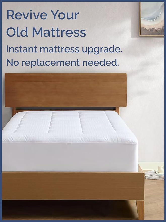 Mattress Pad Twin XL Size – Quilted Fitted Mattress Protector – Cotton Pillow Top Cover w/ 8-16" Deep Pockets – Thick & Plush – Cooling, Breathable and Noiseless – Machine Washable – 39 x 80 (White)
