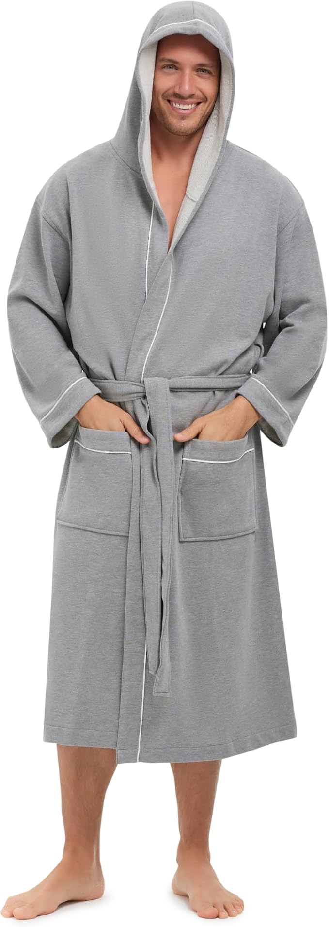MONARCH Hooded Terry Shawl Collar Unisex Bathrobe – Thick Terrycloth Fabric, Generously Sized Hotel & Spa Robe with Pockets