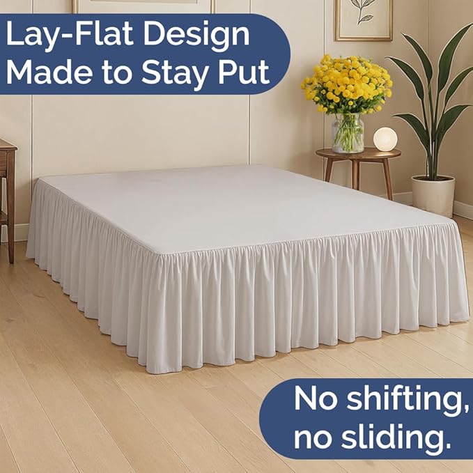 Bedskirt Full Size Ruffle - 12 inch Drop Dust Ruffle Bed Skirt with Platform - Soft, Easy Fit, Premium Hotel Quality - Wrinkle, Fade & Shrink Resistant - for Women, Men, Kids and Teens - Light Grey