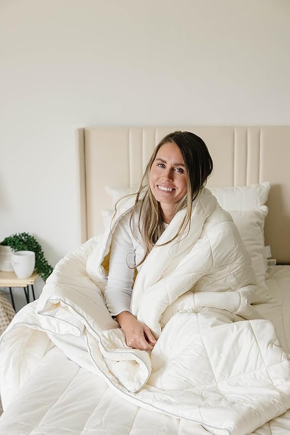 Woolino Premium Australian Wool Duvet Insert Bed Comforter, Mid-Weight Wool Comforter, Washable, Queen