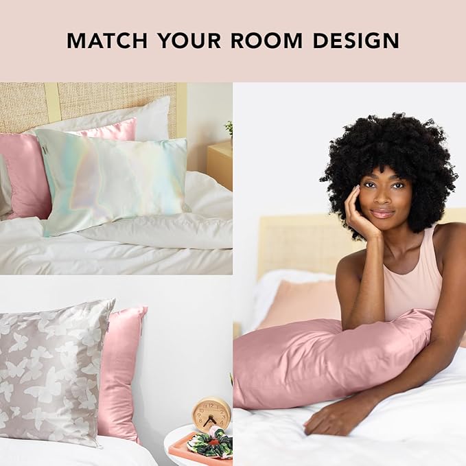 Kitsch Satin Pillowcase with Zipper for Hair & Skin, Softer Than Silk Pillow Cases Queen, Wrinkle-Free, Smooth and Cooling Satin Pillow Covers, Standard Size 19"x26" - Aura