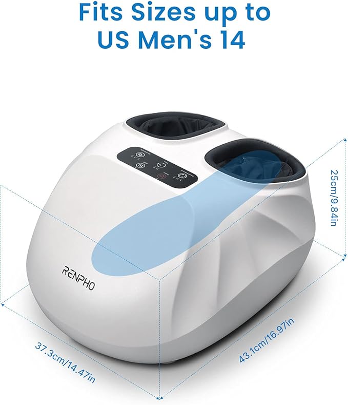 RENPHO Foot Massager Machine with Heat [2026 Upgraded], Shiatsu Foot Massager for Plantar Fasciitis, Christmas Gifts for Women, Cordless Control, Up to Size 14, WH