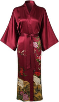 Women's Silk Kimono Robe Long Bathrobe Nightgown 100% Mulberry Silk for Women - Classic Floral Pattern