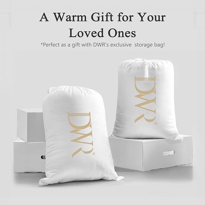 DWR Superior Luxury Feather Down Comforter California King Size, Ultra-Soft Rose-Silk Cotton-Blend Fabric, High FP All Season Medium Warmth Bed Duvet Insert(104"x96", White)