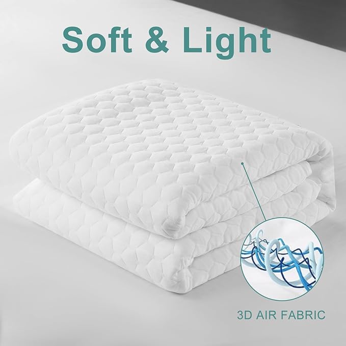Premium 100% Waterproof Full Size Mattress Protector, Cooling 4D Air Fabric Breathable Mattress Pad Cover, Fit 8-21"Extra Deep Pocket Mattress Topper Cover, Noiseless Vinyl Free(Beehive,Full 54"x75")