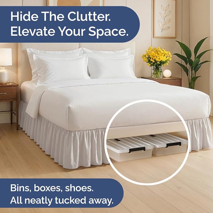 Bedskirt King Size Ruffle - 15 inch Drop Dust Ruffle Bed Skirt with Platform - Soft, Easy Fit, Premium Hotel Quality - Wrinkle, Fade & Shrink Resistant - for Women, Men, Kids and Teens - Light Grey