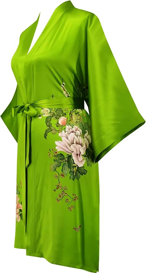 women's 100% silk kimono, short bathrobe pajamas, kimono pajamas