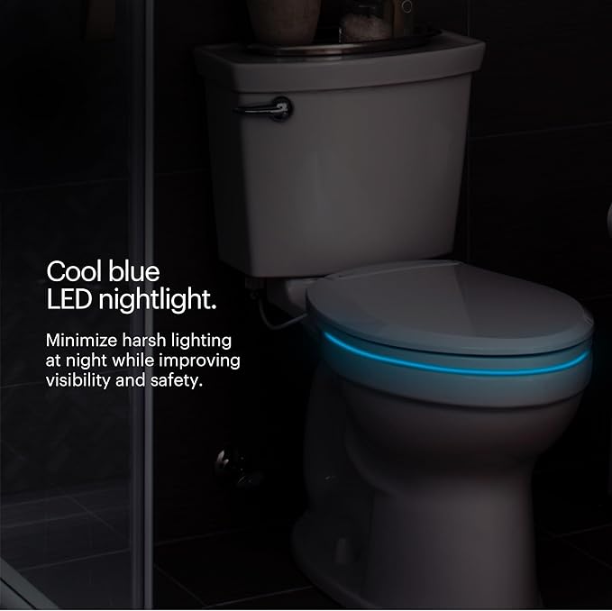 Brondell L60-EW LumaWarm Heated Nightlight Elongated Toilet Seat, White