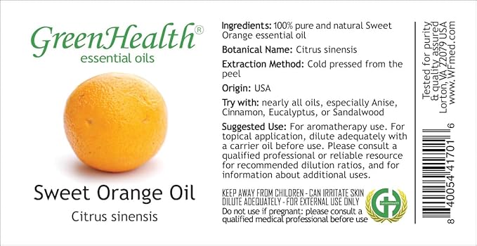 Sweet Orange Essential Oil - 1 Gallon - Plastic Jug - 100% Pure & Uncut - GreenHealth