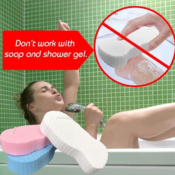 Magic Exfoliating Bath Sponge,3D Super Soft Exfoliating Bath Sponge, Skin Friendly and Reusable for Adults Children and Pregnant Women. (Blue+Pink)
