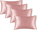 BEDELITE Satin Pillowcase for Hair and Skin, Super Soft Similar to Silk Pillow Cases 4 Pack with Envelope Closure, Cooling Pillowcases for Women Men (20"x40" King Size, Rose Pink)