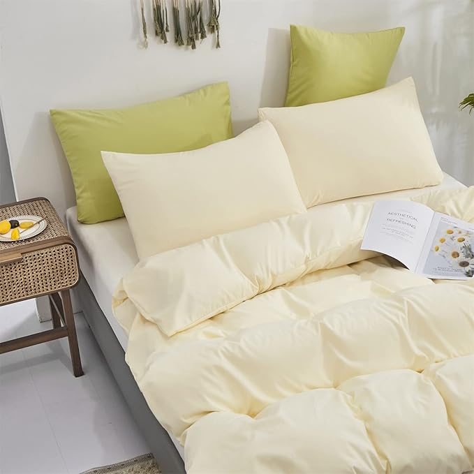 Cottonight Ivory White Comforter Set California King Beige Bedding Comforter Set Cal King Off White Solid Blanket Quilts Modern Soft Breathable 3 Piece Women Men Bedding Set