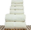 Luxury Hotel & Spa Quality Collection, Highly Absorbent & Quick Dry 100% Turkish Cotton, 750+ GSM, Eco Friendly Towel, Dobby Border Towels, 2 Bath Towel, 2 Hand Towel, 2 Washcloths (6 Piece, Beige)