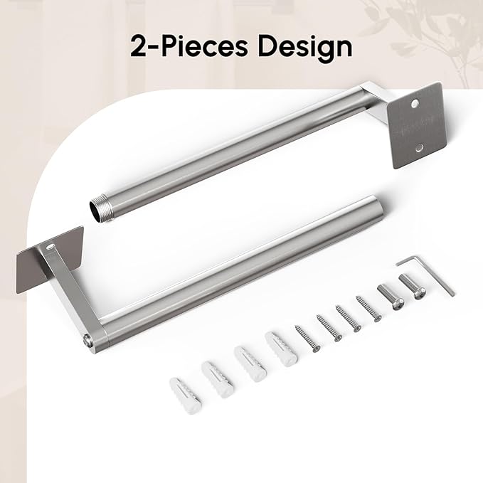 USHOWER Brushed Nickel Towel Bar, 24 Inch Towel Racks for Bathroom Wall Mounted, Heavy Duty Stainless Steel Towel Holder, Easy Installation (Total Length 26 Inch)