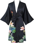 Ledamon Women's Kimono Short Robe - Classic Floral Bathrobe Nightgown