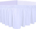 PureFit Wrap Around Ruffled Bed Skirt with Adjustable Elastic Belt - 14 Inch Drop Easy to Put On, Wrinkle Free Bedskirt Dust Ruffles, Bed Frame Cover for Twin, Twin XL and Full Size Beds, White