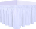 PureFit Wrap Around Ruffled Bed Skirt with Adjustable Elastic Belt - 14 Inch Drop Easy to Put On, Wrinkle Free Bedskirt Dust Ruffles, Bed Frame Cover for Queen, King and C-King Size Beds, White
