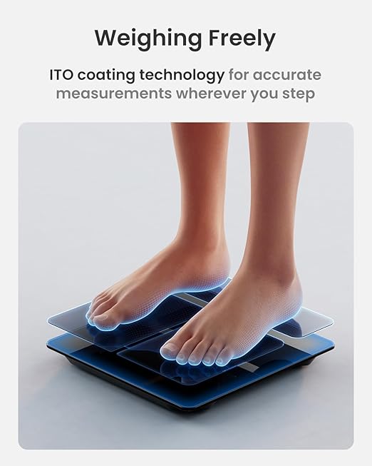 RENPHO Scale for Body Weight, Smart Scale with BMI, Body Fat, Muscle Mass, Bluetooth, 13 Metrics with Large VA Display, Support App Connection, Black, Elis 2X