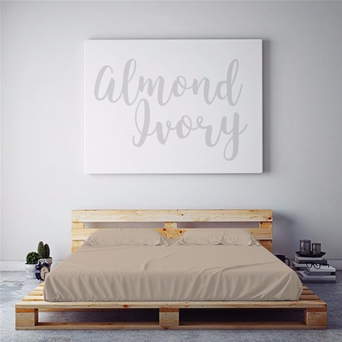 PeachSkinSheets Night Sweats: The Original 1500TC Soft King/Cali King Duvet Cover Set Almond (Ivory)