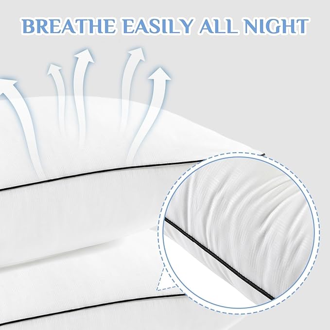JOLLYVOGUE King Size Pillows Set of 2, Hotel Collection Bed Pillows for Side, Back, and Stomach Sleepers, Fluffy and Supportive, Down Alternative Microfiber Filled Pillows, 2 Pack