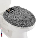 GORILLA GRIP Soft Chenille Bathroom Toilet Lid Cover, Machine Washable Seat Covers, 19.5x18.5, Stays in Place Rubber Backing, Fits Most Round, Elongated and Oblong Lids, Accessories Decor, Gray