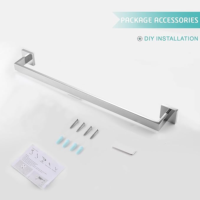 LANC 20-Inche Silver Towel Bars for Bathroom Wall Mounted Chrome Polished Bath Towel Racks Total-22” Towel Rods Stainless Steel Towel Rails for Lavatory Towel Holder Towel Hanger, A8804CP-5P1