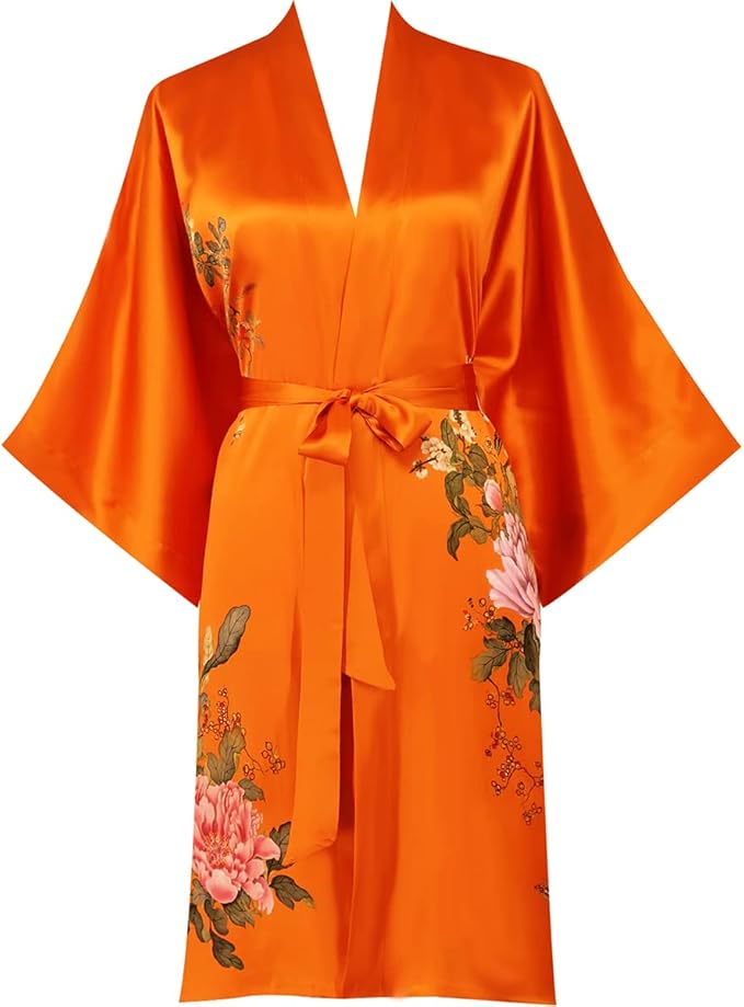 women's 100% silk kimono, short bathrobe pajamas, kimono pajamas