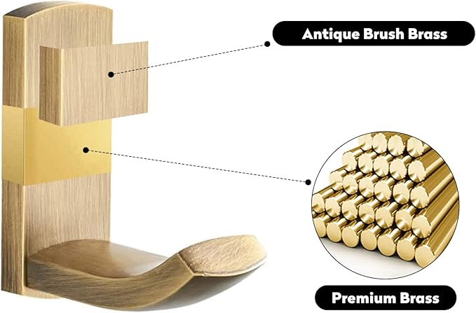 WINCASE Brass Bathroom Accessories, Bath Towel Holder Antique, Towel Bar Set Toilet Paper Holder Robe Hook Brushed Brass Wall Mounted