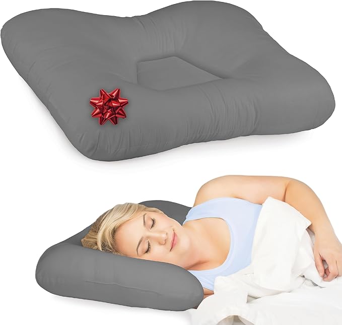 Core Products Tri-Core Cervical Support Pillow – Firm Orthopedic Neck Pillow for Pain Relief, Great Gift for Back and Side Sleepers – Ergonomic Contour Pillow – Assembled in USA, Petite Size, Gray