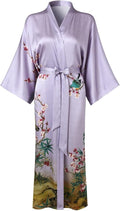 Women's Silk Kimono Robe Long Bathrobe Nightgown 100% Mulberry Silk for Women - Classic Floral Pattern