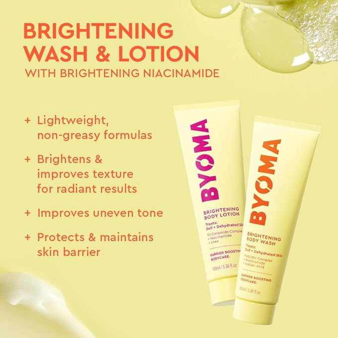 BYOMA Body Care Holiday Gift Set (6-Piece Kit) - Hydrating, Brightening & Sensitive Body Wash & Lotion - Travel Size, Supports Skin Barrier