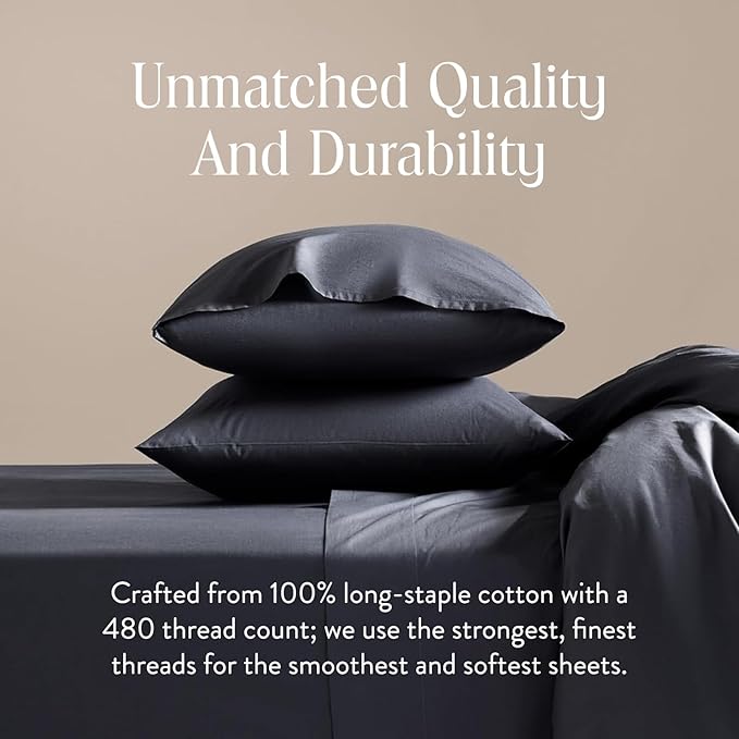 Brooklinen Luxury Sateen Duvet Cover - 100% Cotton, Full/Queen Size in Slate Grey with Extra-Long Corner Ties and Button Closure - Best Full/Queen Duvet Covers