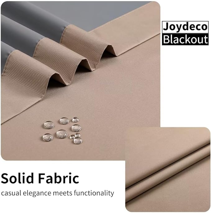 Joydeco Taupe Curtains 96 Inches Long for Bedroom, 100% Blackout Curtains 96 Inches Long for Living Room, Grommet Thermal Insulated 96 Inch Black Out Drapes 2 Panels for Bedroom Windows