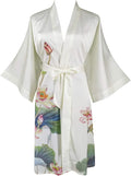 Ledamon Women's Kimono Short Robe - Classic Floral Bathrobe Nightgown