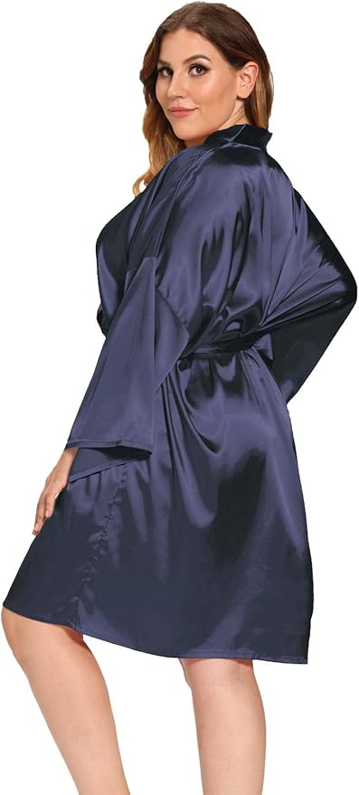 Women's Plus Size Satin Robes Plus Size Silky Kimonos Robes Sleepwear,Short