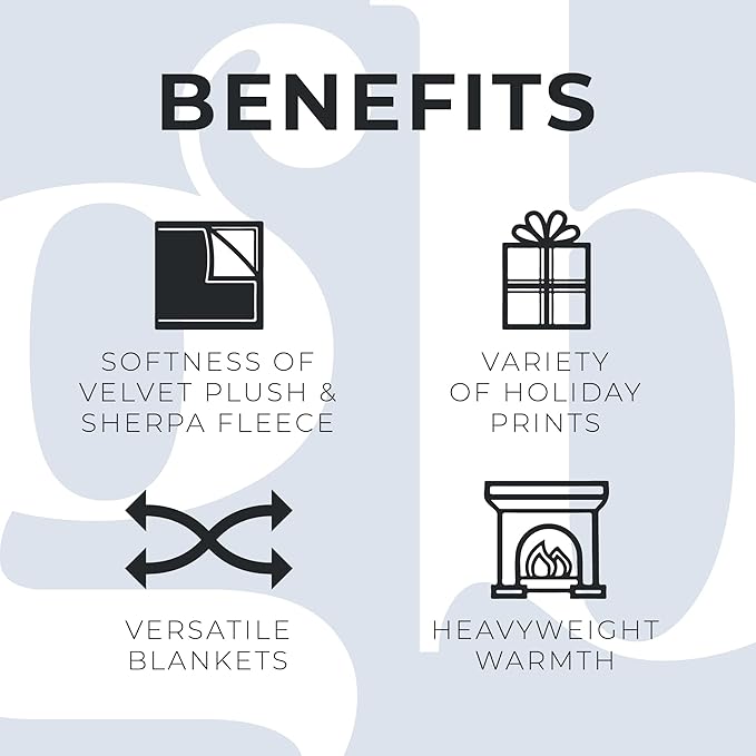 Great Bay Home Soft Velvet Plush and Sherpa Fleece 50" x 60" Holiday Throw Blanket | Christmas Throw for Sofa and Bed | Cozy & Warm Plush Throw Blanket | Holiday Blankets and Throws Eve Collection