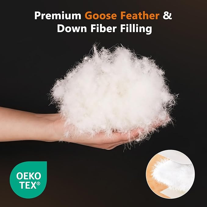 DROVAN Goose Feather Down Fiber Comforter Oversized King Size - 100% Cotton Duvet Insert with 8 Corner Loops - Luxurious All-Season Hotel Collection, 116x98 Inch