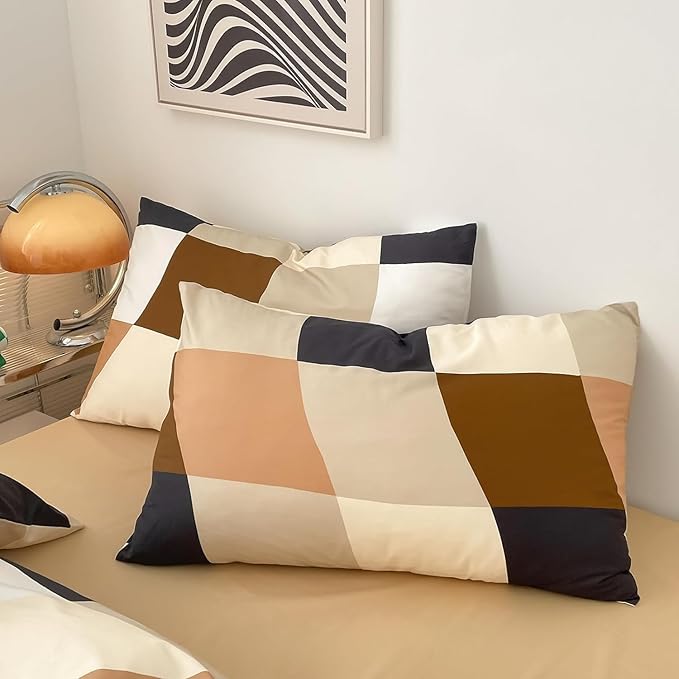 KAREVER Checkerd Comforter Set King Multicolored Grid Bedding Set Men Women Modern Chic Checkered Bed Blanket White Black Plaid Buffalo King Bedding Comforter All Season Hotel Quality