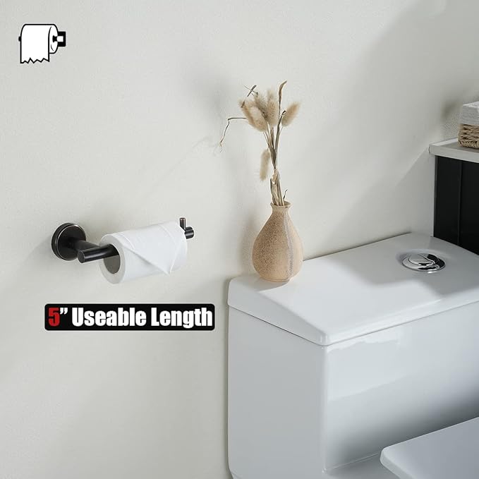 JQK Toilet Paper Holder Oil Rubbed Bronze, 5 Inch 304 Stainless Steel Thick 0.8mm Tissue Paper Dispenser for Bathroom, Hold Mega Rolls Wall Mount 2 Pack, TPH100-ORB-P2