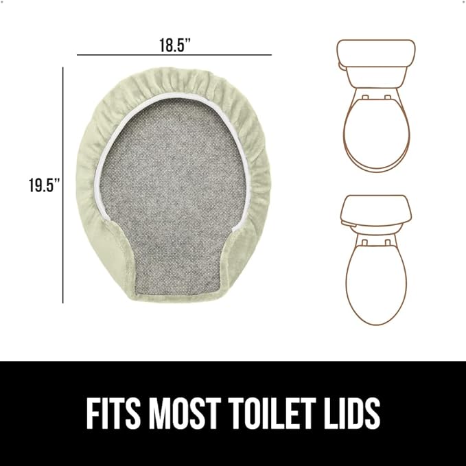 GORILLA GRIP Thick Memory Foam Bathroom Toilet Lid Seat Cover, Soft Velvet Topside, Machine Wash, Plush Cushioned Covers Fits Most Size Lids, Decorative Bath Room Accessories, 19.5x18.5, Sage